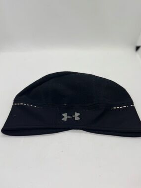 Under Armour Black Running Skull Cap Reflective Stretch Beanie Size Large